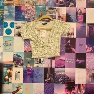 Brandy Melville Green Cheetah Crop Top